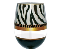 Stemless Wine Glass Deco Zebra Bottom