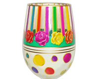 Stemless Wine Glass Stripes Bottom